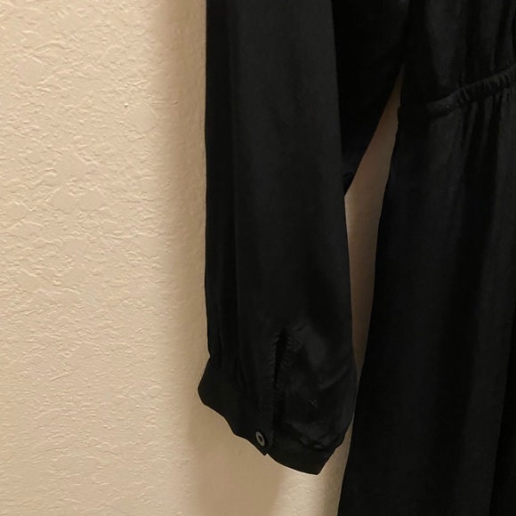 Ba&Sh Black Long Sleeve Ruffle Detail Split Neck Crossover Mini Dress Size L - Picture 9 of 10